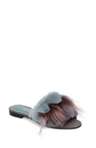 Women's Manolo Blahnik Pelosusrafo Genuine Rabbit & Fox Fur Slide Sandal Us / 37eu - Grey