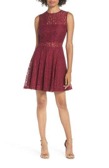 Women's Lulus Lace Skater Dress - Red