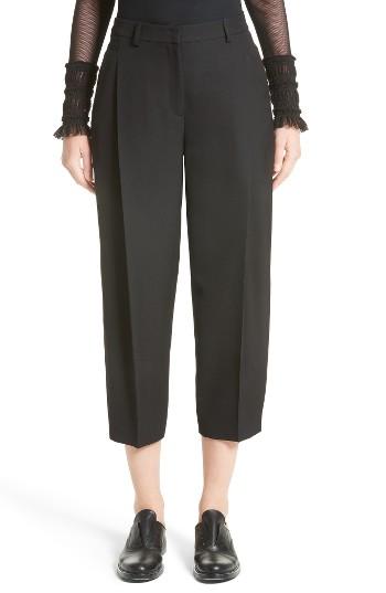 Women's Akris Punto Flori Wool Gabardine Pleated Crop Pants