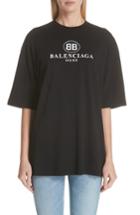 Women's Balenciaga Bb Logo Oversize Tee - Black