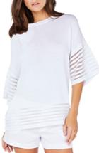 Women's Michael Stars Shadow Stripe Pullover - White
