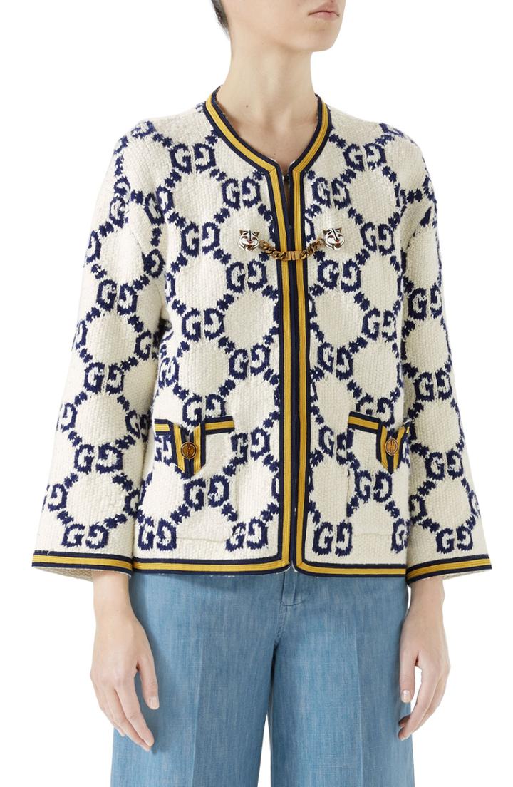 Women's Gucci Gg Textured Silk, Wool & Linen Tweed Jacket