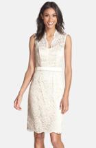 Women's Dessy Collection Lace Overlay Matte Satin Dress - White
