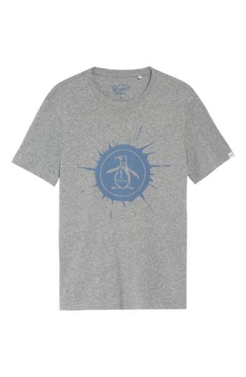 Men's Original Penguin Splatter Logo T-shirt, Size - Grey