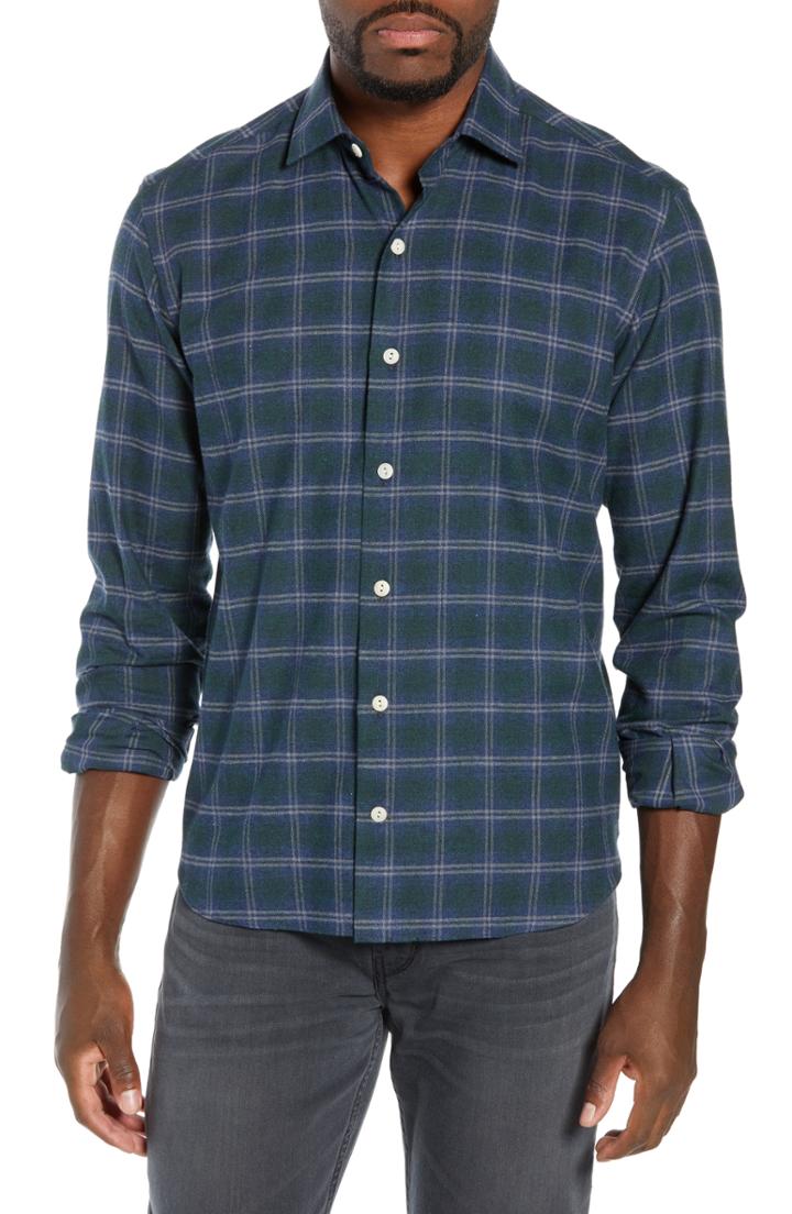 Men's Culturata Supersoft Tailored Fit Plaid Sport Shirt - Blue