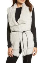 Women's Love Token Longline Genuine Rabbit Fur Vest - Grey