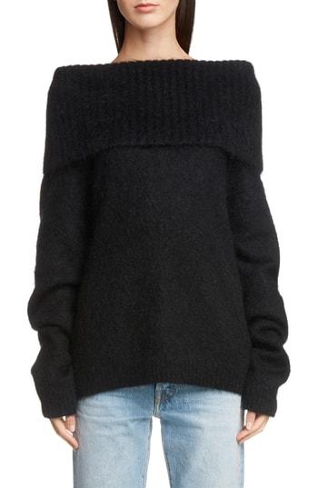 Women's Acne Studios Off The Shoulder Sweater - Black