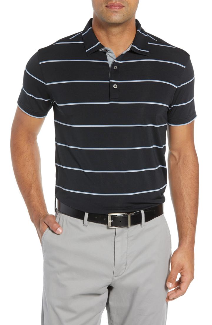 Men's Bobby Jones Rule 18 Alliance Stripe Tech Polo - Black