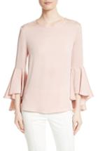 Women's Milly Bell Sleeve Stretch Silk Blouse - Pink