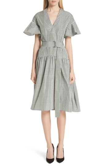 Women's Lela Rose Glen Plaid Flutter Sleeve Dress - Green