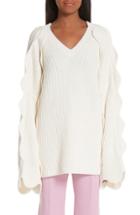 Women's Stella Mccartney Scallop Oversize Sweater Us / 36 It - Ivory