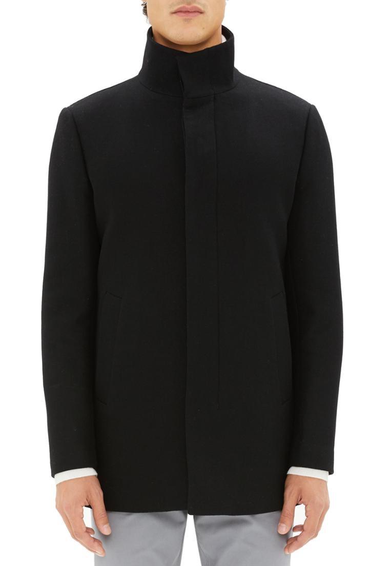 Men's Theory Christopher Trim Fit Melton Wool Blend Jacket - Black