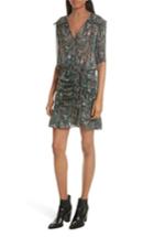 Women's Veronica Beard Retro Paisley Print Flounce Silk Dress