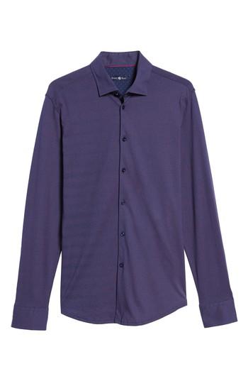 Men's Stone Rose Slim Fit Micro Dot Knit Sport Shirt - Black