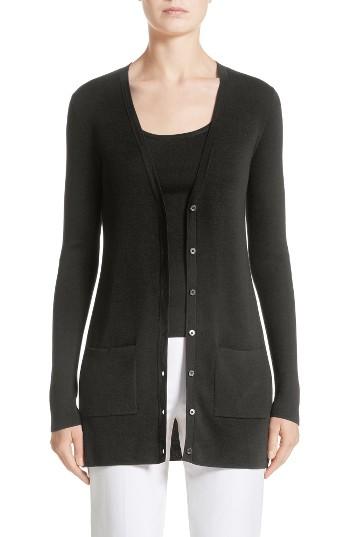 Women's Michael Kors Super Cashmere Long Cardigan - Black