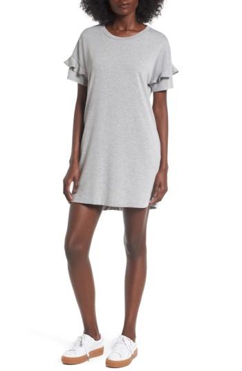 Women's Lush Ruffle Sleeve T-shirt Dress - Grey