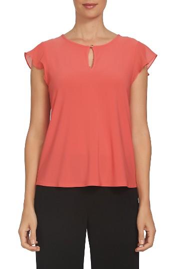 Women's Cece Flutter Sleeve Keyhole Top