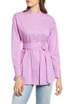 Women's Halogen Belted Poplin Shirt - Pink