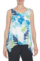 Women's Cece Floral Print Shark Bite Hem Blouse