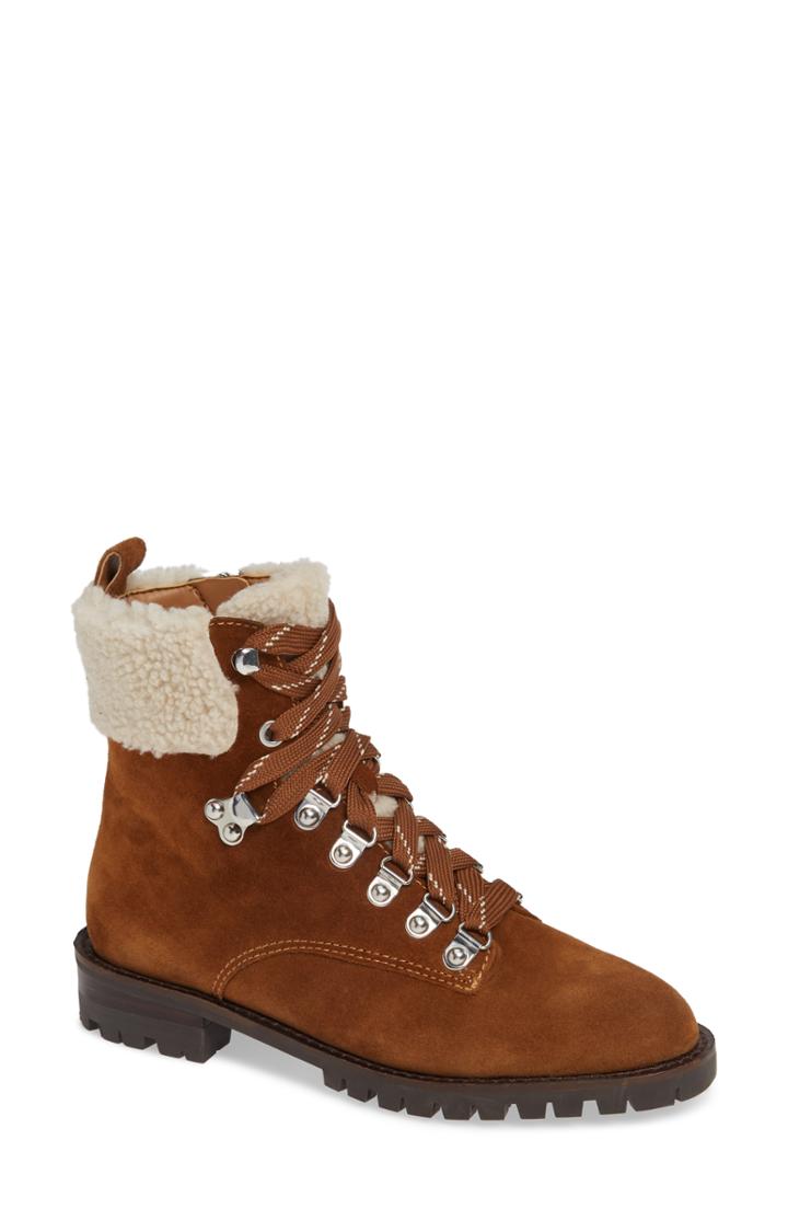 Women's Rebecca Minkoff Faux Shearling Cuff Hiking Boot .5 M - Brown