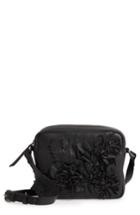 Topshop Elise Floral Leather Crossbody Bag - Black