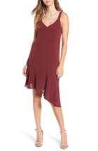Women's Lush Asymmetrical Ruffle Hem Dress - Red
