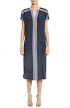 Women's St. John Collection Dot & Stripe Stretch Dress - Blue