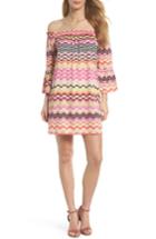 Women's Trina Trina Turk Off The Shoulder Bell Sleeve Dress - Pink