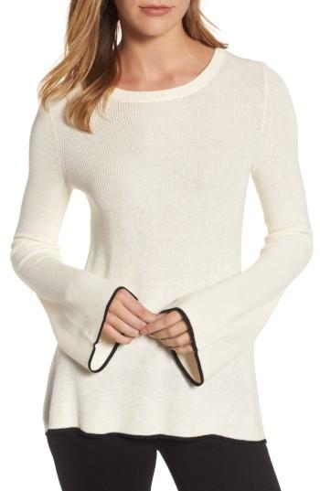 Women's Vince Camuto Tipped Bell Sleeve Sweater - White