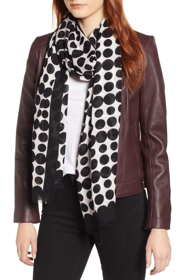Women's Kate Spade New York Seasonless Dot Scarf, Size - Black