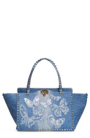 Valentino Medium Rockstud Denim Tote -