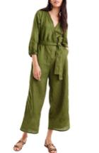 Women's J.crew Point Sur Faux Wrap Linen Jumpsuit - Green