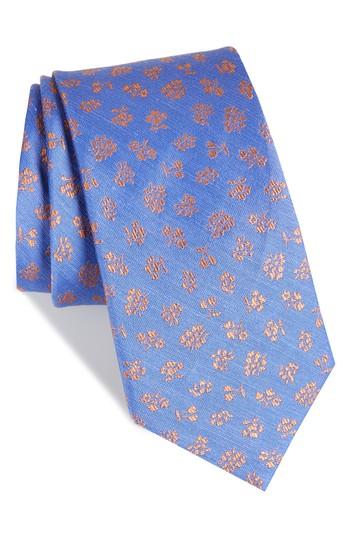 Men's The Tie Bar Fruta Floral Silk & Linen Tie, Size X-long X-long - Purple