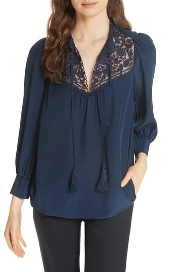 Women's Kate Spade New York Embroidered Lace Yoke Top - Blue