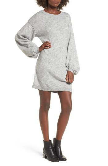 Women's Bp. Tie Back Bell Sleeve Sweater Dress, Size - Grey