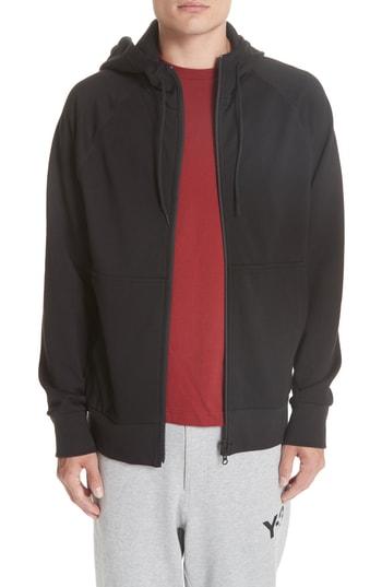 Men's Y-3 Logo French Terry Zip Hoodie - Black