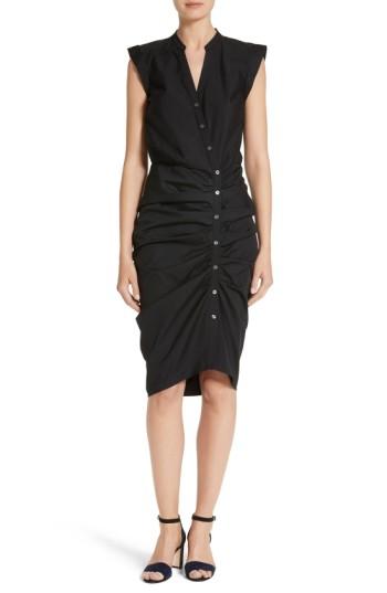 Women's Veronica Beard Ruched Shirtdress - Black