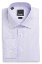 Men's David Donahue Trim Fit Houndstooth Dress Shirt - 32/33 - Purple