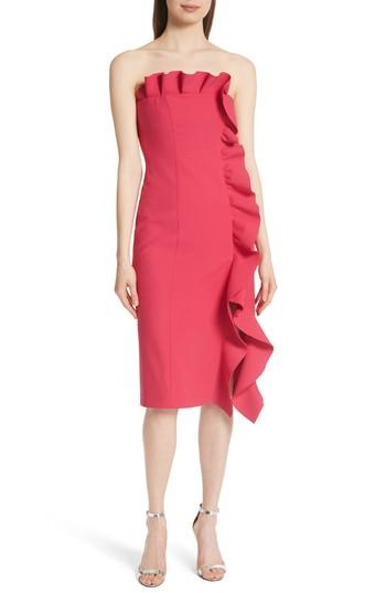 Women's Cinq A Sept Selma Ruffle Trim Strapless Dress - Red