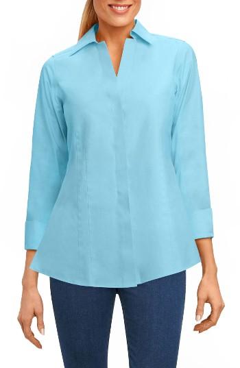 Women's Foxcroft Fitted Non-iron Shirt - Blue/green