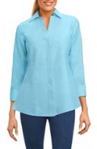 Women's Foxcroft Fitted Non-iron Shirt - Blue/green