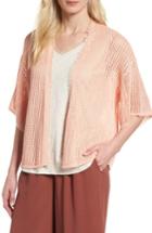 Women's Eileen Fisher Short Organic Linen Cardigan, Size - Pink