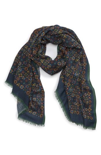 Men's Drakes Retro Print Wool Scarf