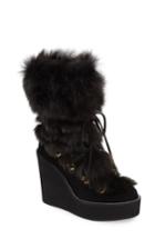 Women's Stuart Weitzman Nikita Genuine Fur Boot .5 M - Black