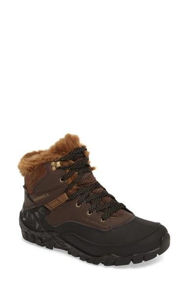 Women's Merrell Aurora 6 Waterproof Faux Fur Lined Boot .5 M - Brown
