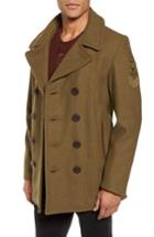 Men's Schott Nyc Embellished Slim Wool Blend Peacoat