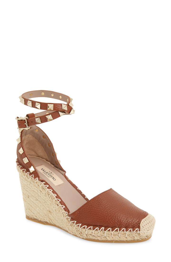 Women's Valentino Rockstud Espadrille Wedge Us / 36eu - Brown