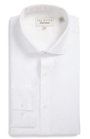 Men's Ted Baker London Scooter Trim Fit Texture Dress Shirt .5 32/33 - White