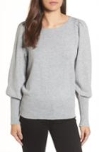 Women's Halogen Bateau Neck Blouson Sleeve Sweater - Grey