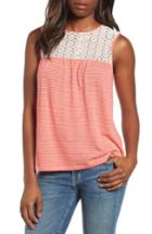 Women's Caslon Lace Yoke Tank - Coral